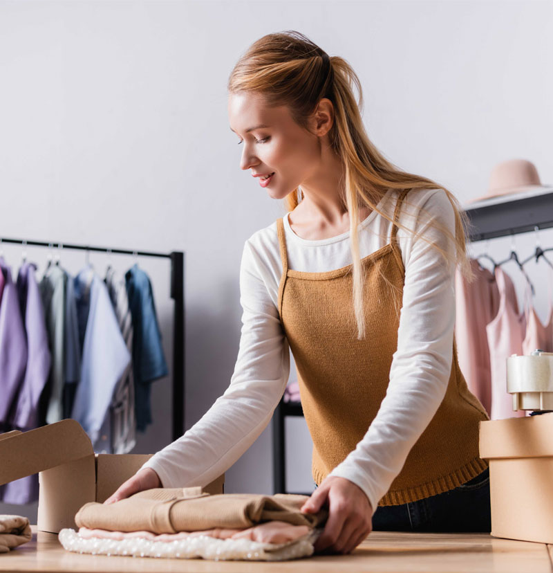 woman packing orders